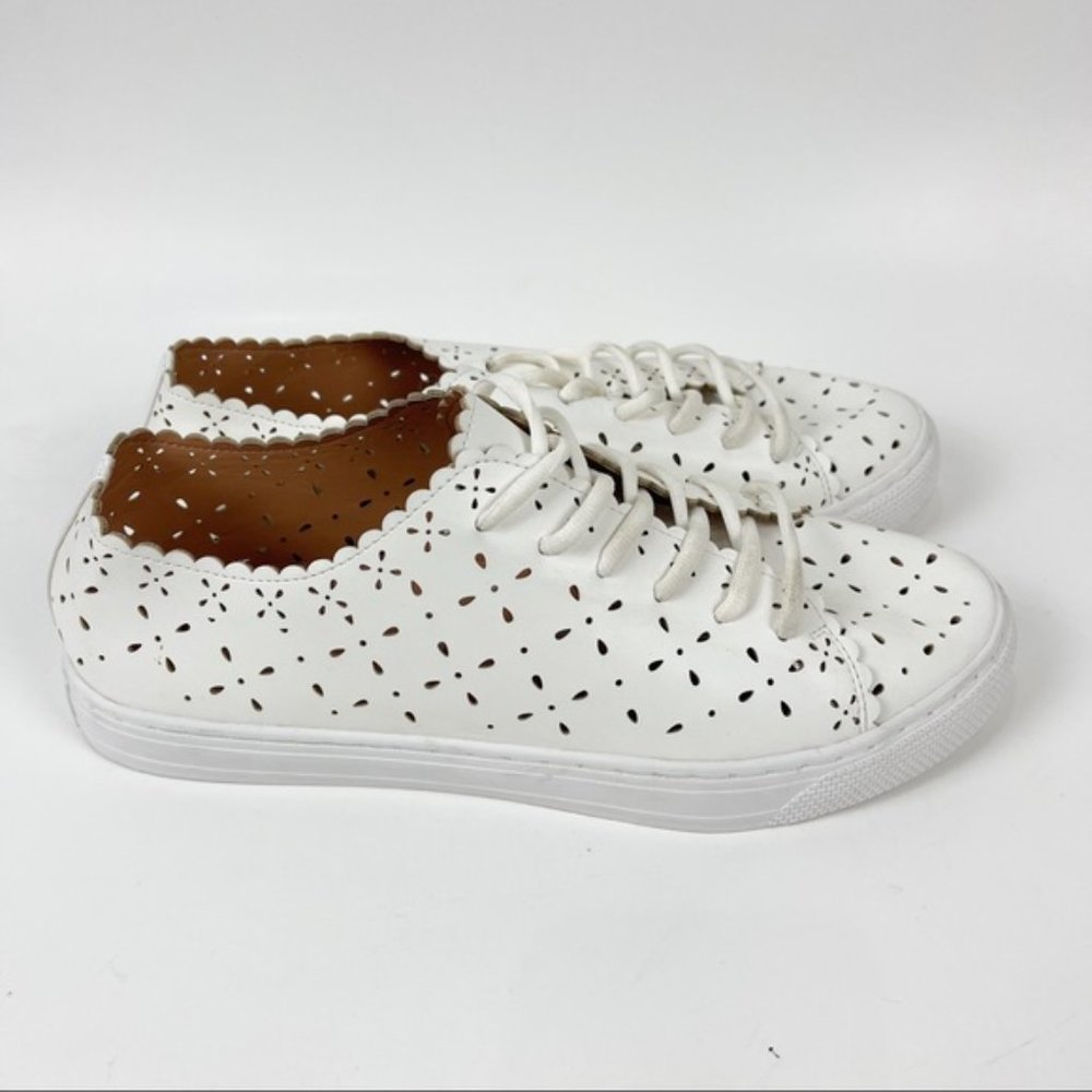 Torrid White Faux Leather Laser Cut Lace Up Sneakers Sz 10.5 Wide - Picture 3 of 10